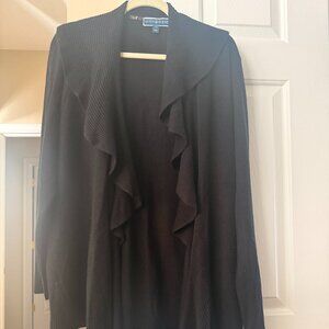 Karen Scott Black Waterfall Open-Front Cardigan Sweater Size OX